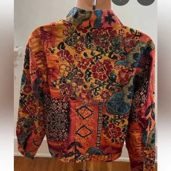 Coldwater Creek Shirt Top Womens Lg Multicolor Button Up Decorative EUC Travel - Picture 2 of 5